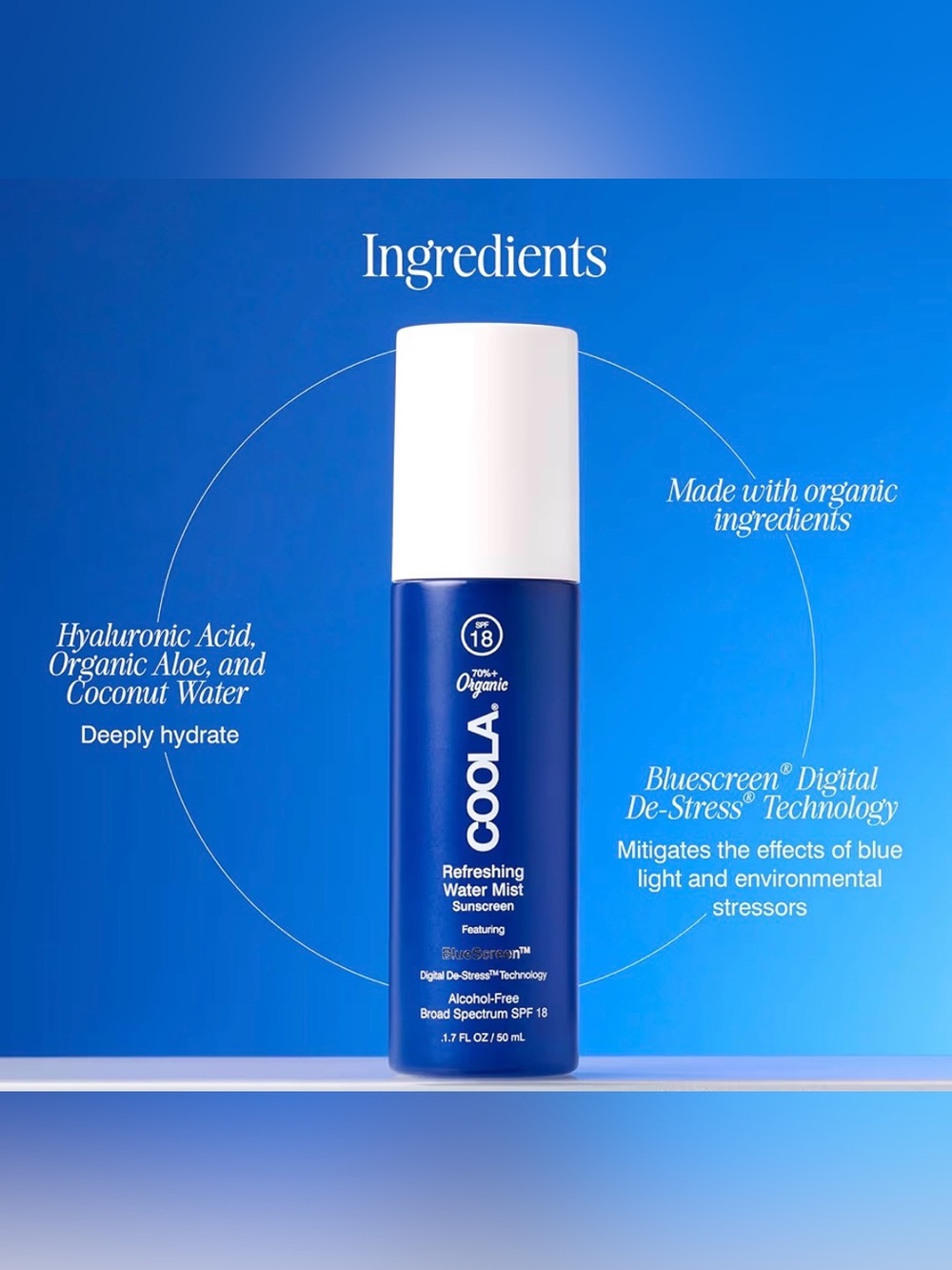 COOLA Refreshing Water Mist Alcohol free Sunscreen 50 ml